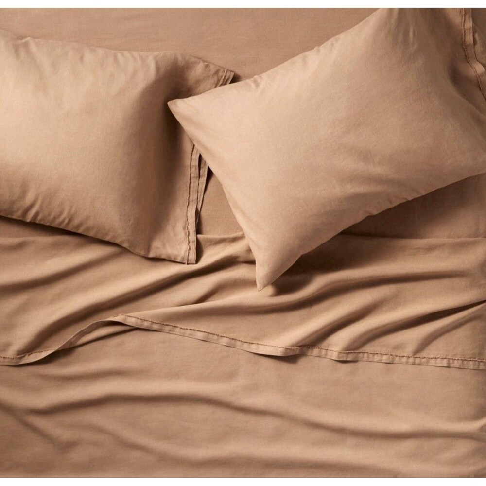 King 100% Linen Sheet Set Adobe Clay - Casaluna NEW